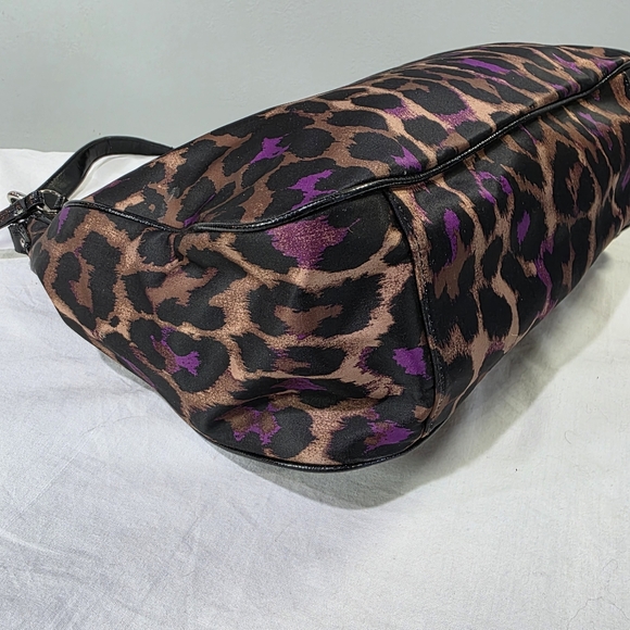 Coach F26033 Signature Stripe Ocelot Leopard Hobo Shoulder Nylon Purse Bag - Picture 7 of 12